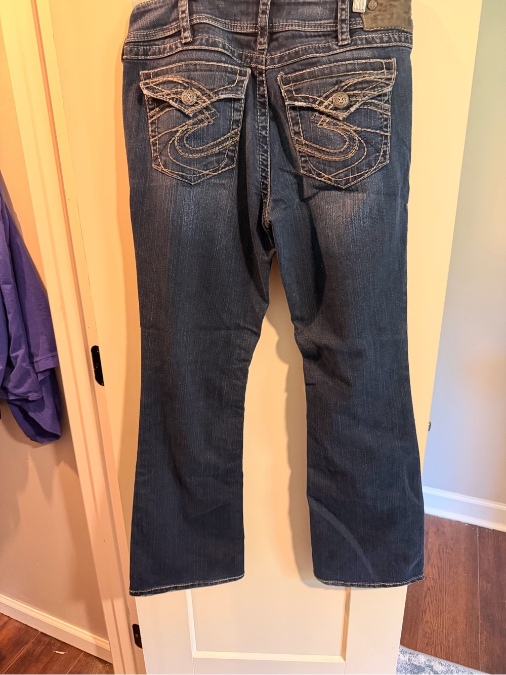 Silver Jeans Dark Blue Bootcut Jeans with Embroidered Back Pockets